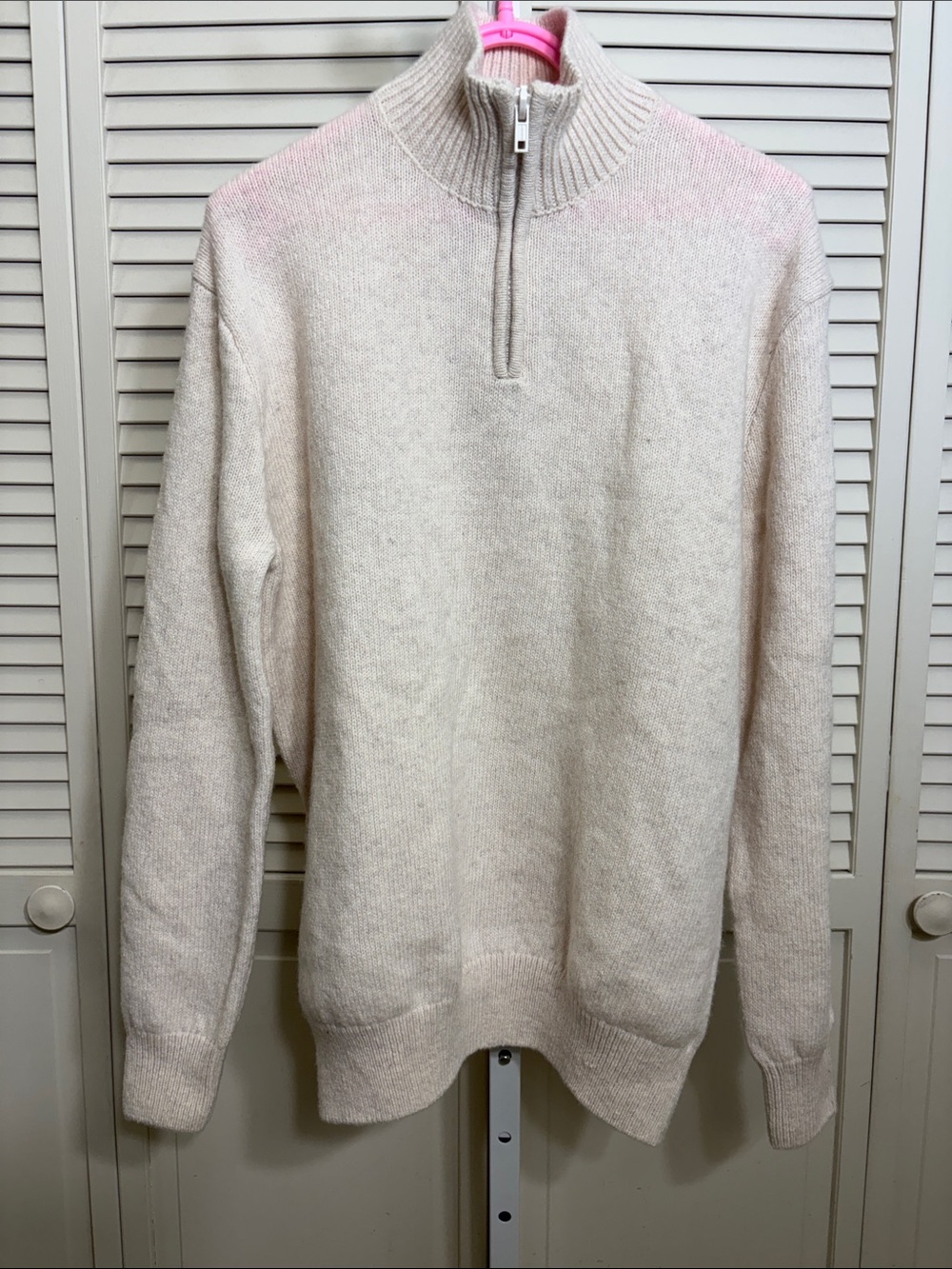 Brandy Melville Cream Quarter-Zip Mock Neck 90% Wool Sweater Small/Medium
